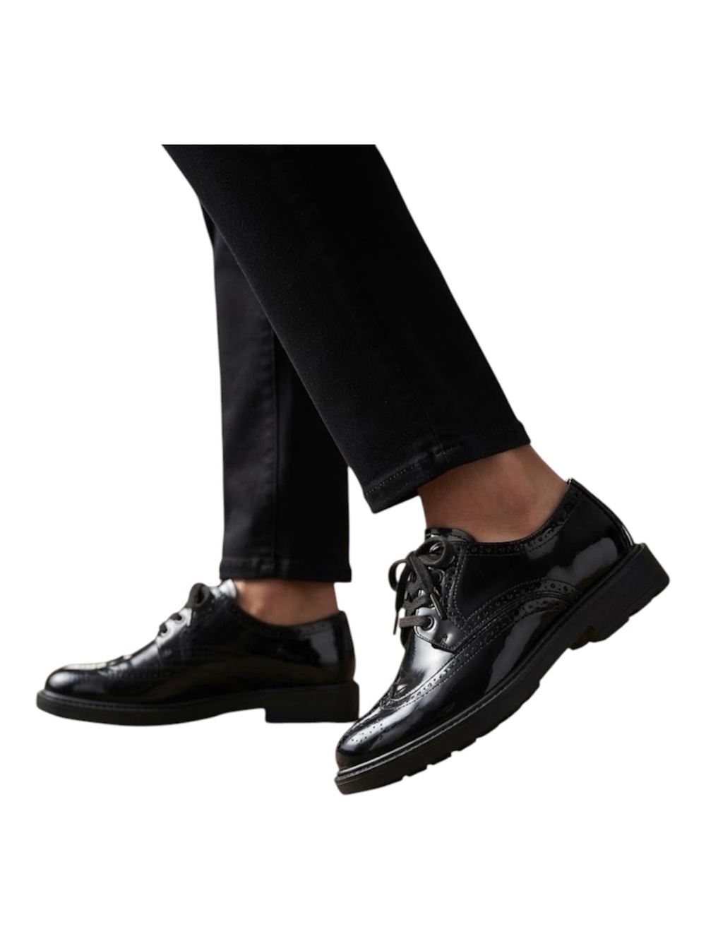 Prada  Black Patent Leather Chunky Brogues Oxfords Wingtip Lug Platform Unisex